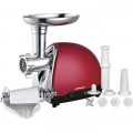 Masina de tocat Heinner MG1500TA-RED, 1600W, cu adaptor de suc de rosii si carnati