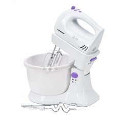 Mixer cu bol Heinner Charm HMB-350UV, 300W, 5 viteze si turbo, alb-mov